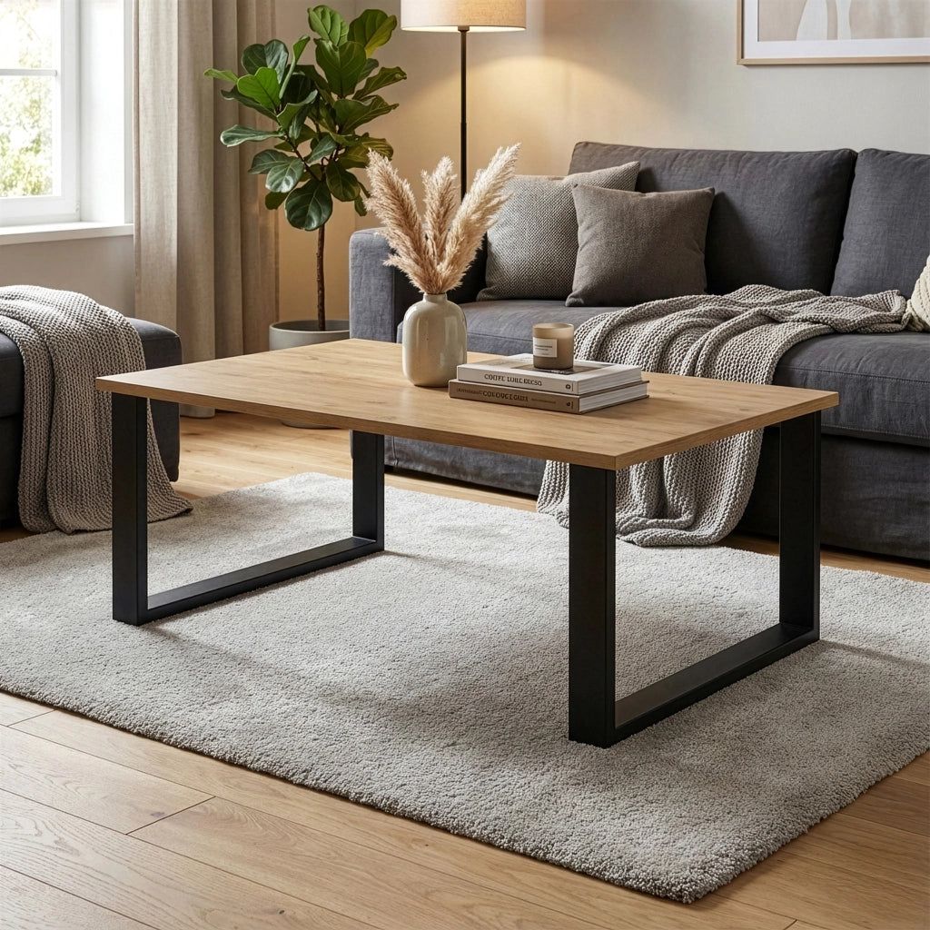 Set di 2 Gambe Rettangolari 'Makers' in Acciaio per Mobili Fai da Te (LxA) 66 x 40 cm Nero [en.casa]