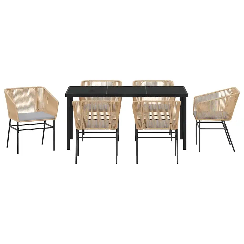 Set da Pranzo per Giardino con cuscino 7 pcs Marrone 3380929