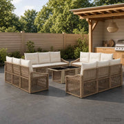 Set Divano da Giardino 13 pz Beige e Bianco Crema polyrattan 3437226