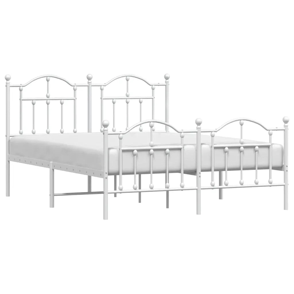 Giroletto con Testiera e Pediera Metallo Bianco 135x190 cm 353505