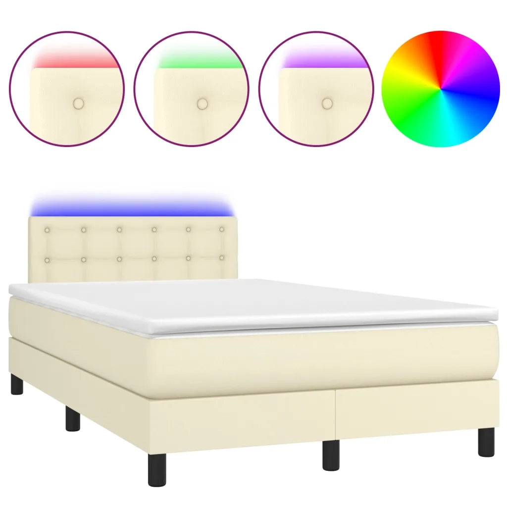 Giroletto Molle con Materasso e LED Crema 120x200cm Similpelle 3134215
