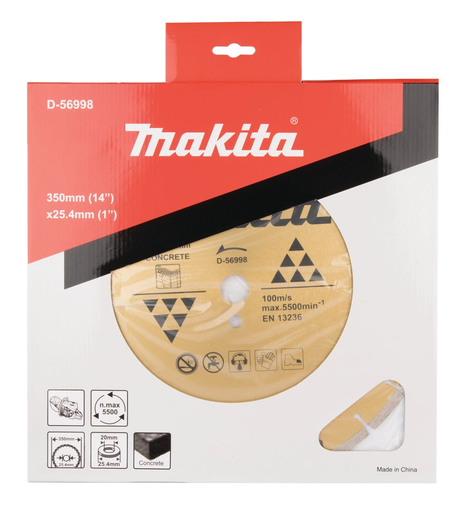 Disco diamantato a secco Makita diametro 350mm foro 25,4mm cemento armato D-56998