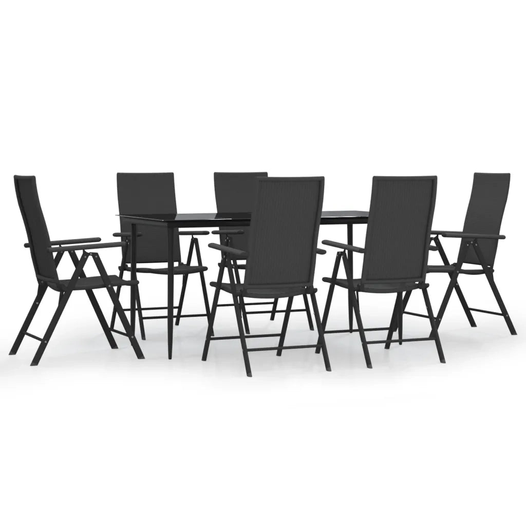 Set da Pranzo da Giardino 7 pz Nero in Polyrattan cod mxl 40939