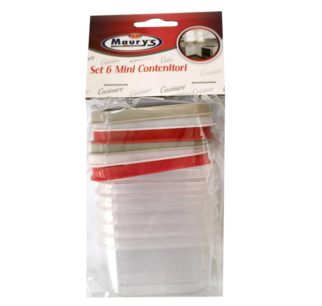 MAURY'S SET DI 6 MINI CONTENITORI DA CUCINA REALIZZATI IN PLASTICA