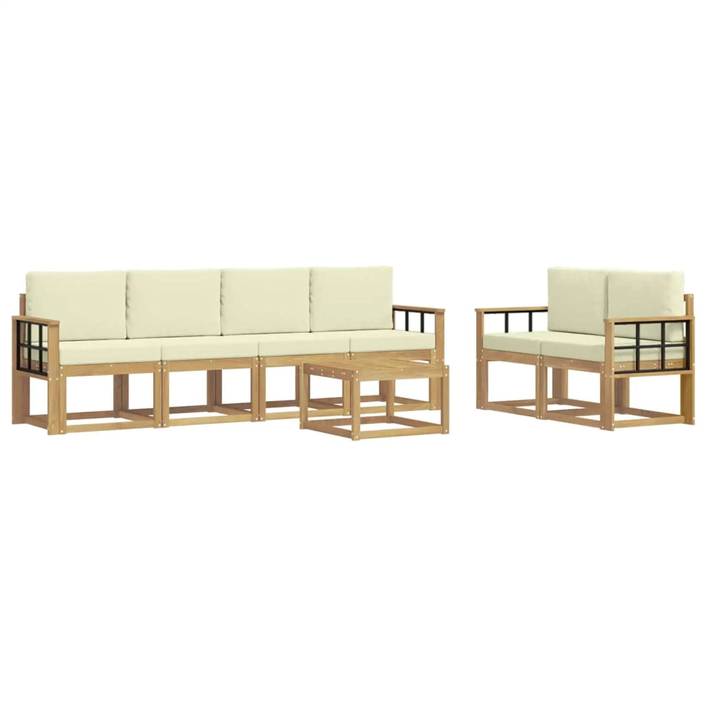 Set di divani da esterno con cuscino 7 pcs Bianco e Crema 3387289