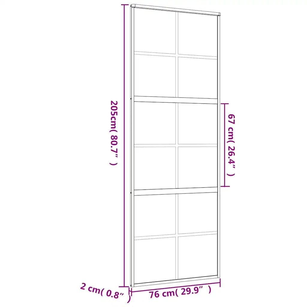 Porta Scorrevole Dorata 76x205 Vetro Smerigliato ESG Alluminio 155169
