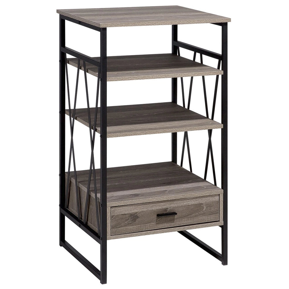 Consolle Mobile TV Taupe Legno e Metallo 3 Ripiani 1 Cassetto Home Office Mobili Stile Moderno