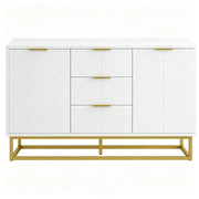 Madia con 2 ante e 3 cassetti; ripiano regolabile e base in metallo; per sala da pranzo; 120×40×76 cm