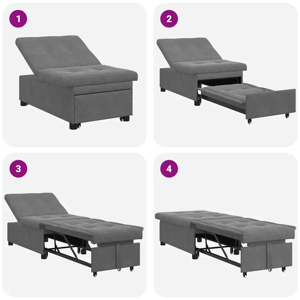 Divano Letto Estraibile Grigio scuro 194 x 67 x 82 cm 42008609