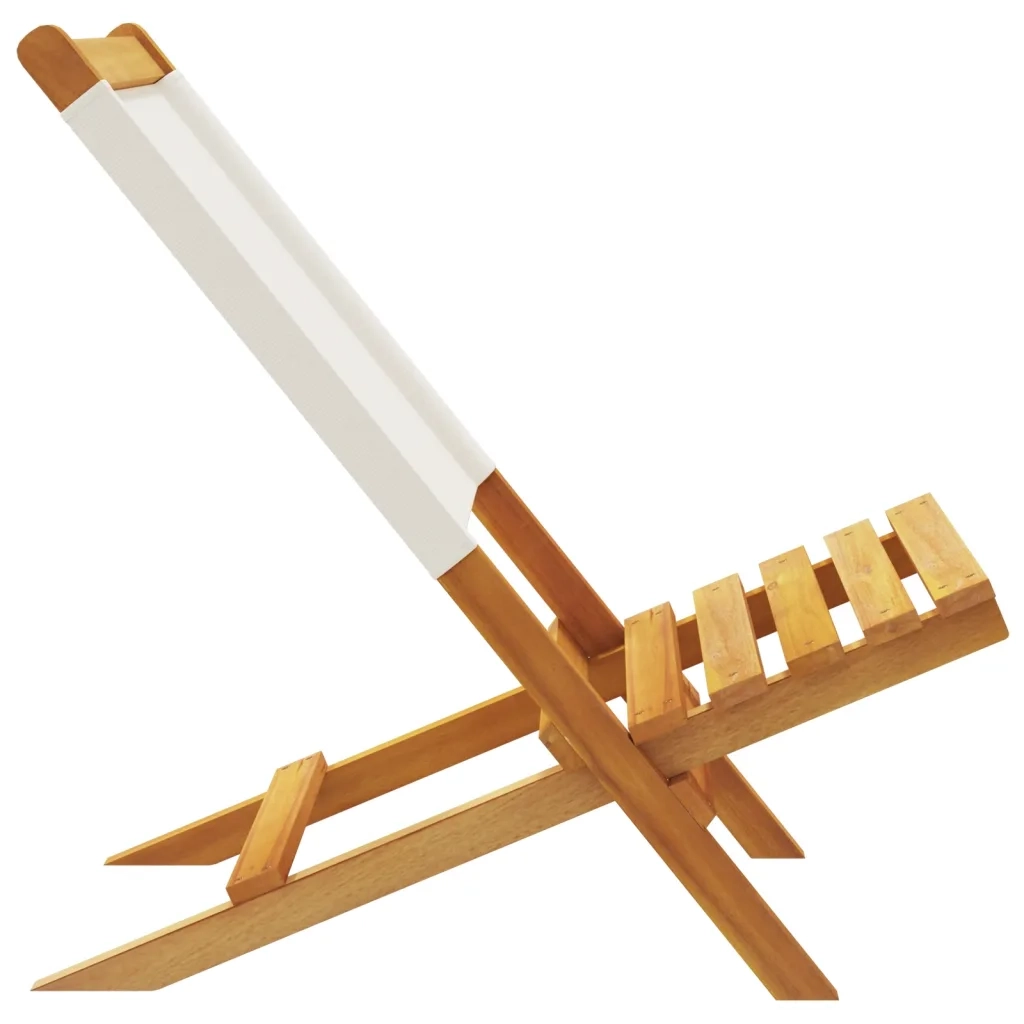 Sedie da Giardino Pieghevoli 4 pz | Sedie da Esterno Bianco Crema Tessuto e Legno