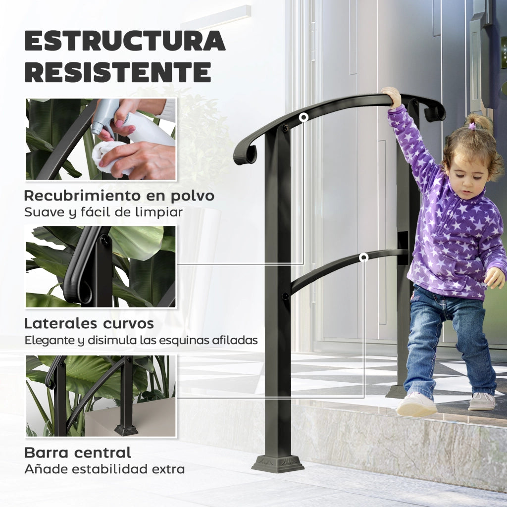 Ringhiera per Scale 71cm ¨C Xylo ¨C Nero, Angolo Regolabile, Kit Installazione 1-3 Gradini