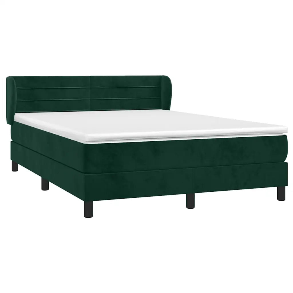 Giroletto a Molle con Materasso Verde Scuro 140x200 cm Velluto 3127556