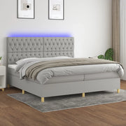 Letto a Molle Materasso e LED Grigio Chiaro 200x200 cm Tessuto cod mxl 59340
