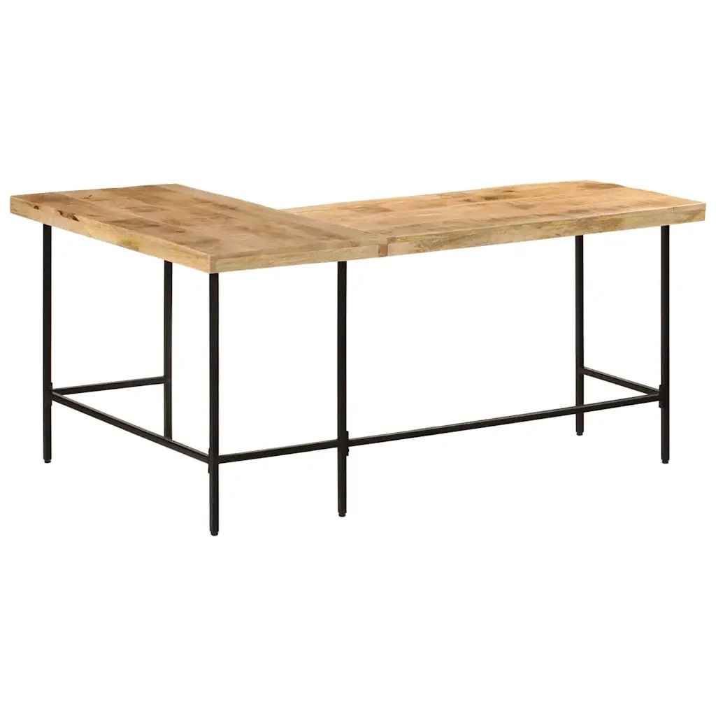 Scrivania | Tavolo da Ufficio 165x110x77 cm Legno Massello Mango Ferro