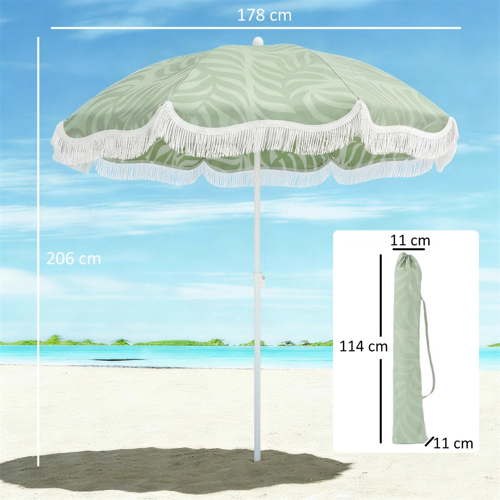 Ombrellone da Giardino con Frange ¨C Minimal ¨C Verde 180 cm ?