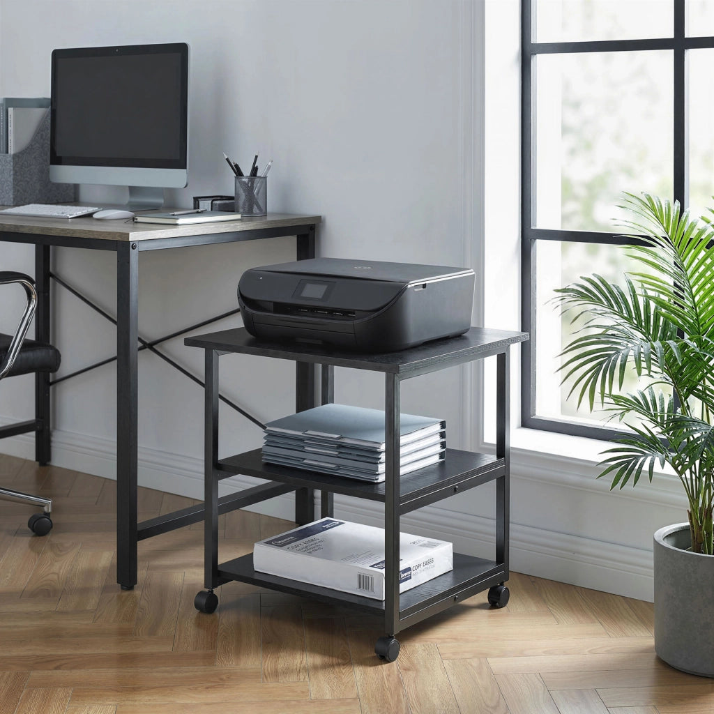 Tavolino mobile con 3 ripiani e ruote ¨C zephmum ¨C 50x50x52,5 cm