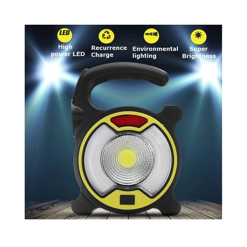 Trade Shop - Torcia Led Cob Emergenza Luce Faro Da Lavoro Ricaricabile Con Pannello Solare -
