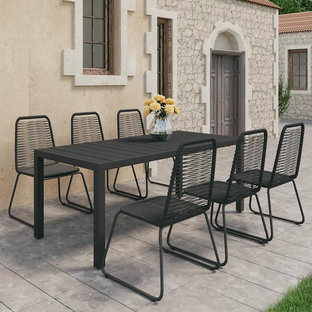 Set da Pranzo da Giardino 7 pz in Rattan PVC Nerocod mxl 117884