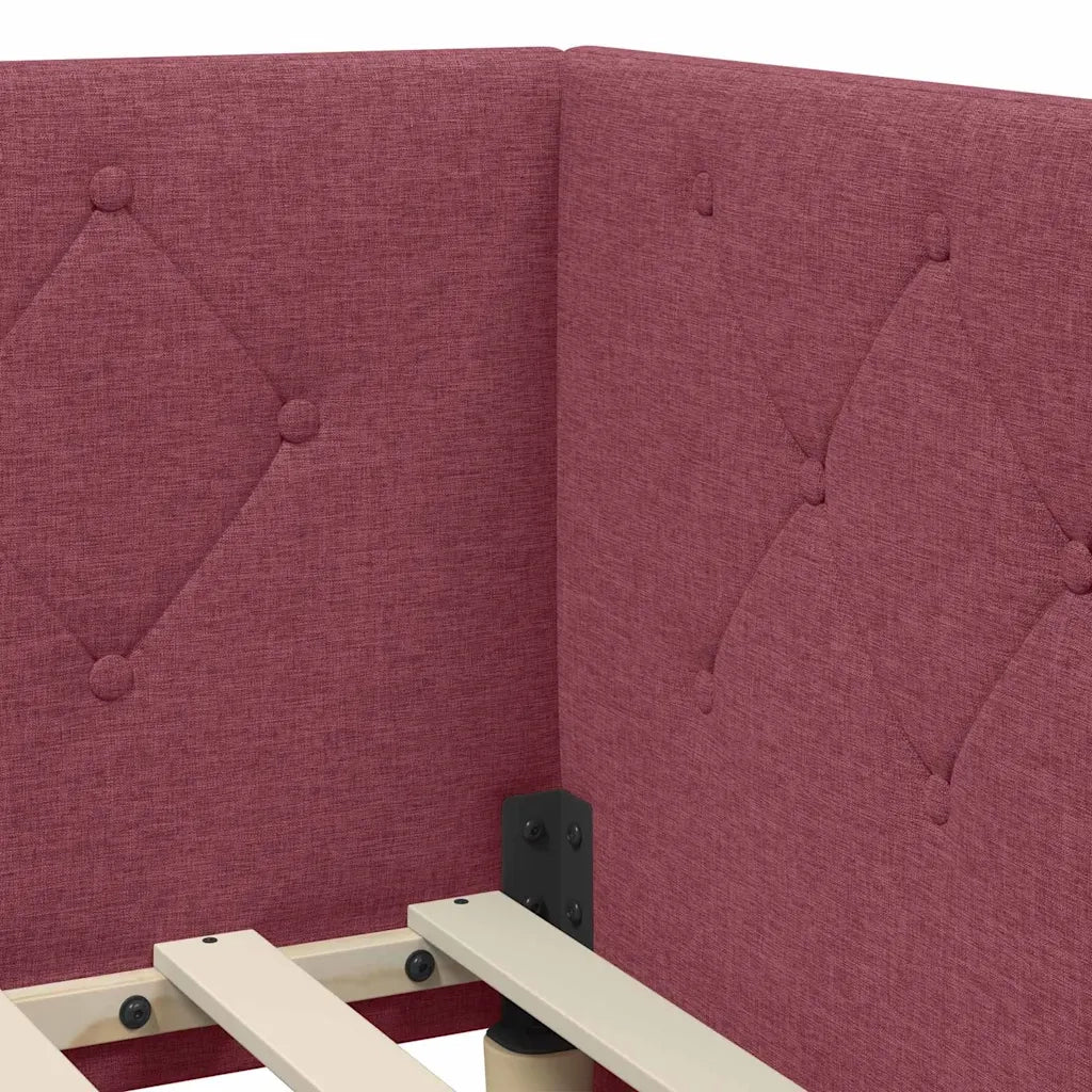 Cornice del letto ad angolo Rosso Vino 90 x 200 cm Tessuto