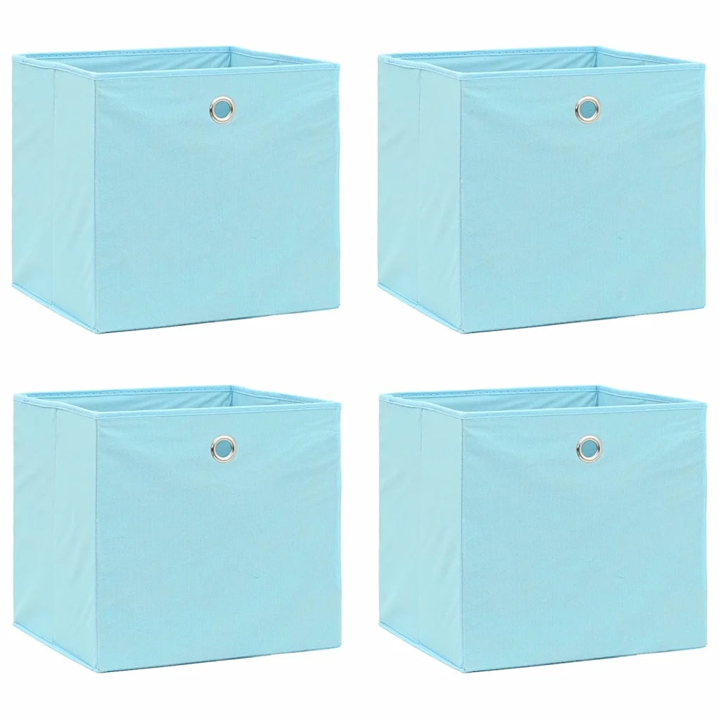 Scatole Portaoggetti 4pz Azzurre 32x32x32 cm Tessuto 288373