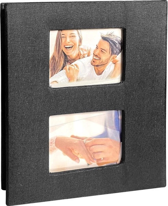 Album foto 6 pollici con 200 spazi orizzontali per foto 10 x 15 cm - album in lino per doni di famiglia e matrimoni - nero