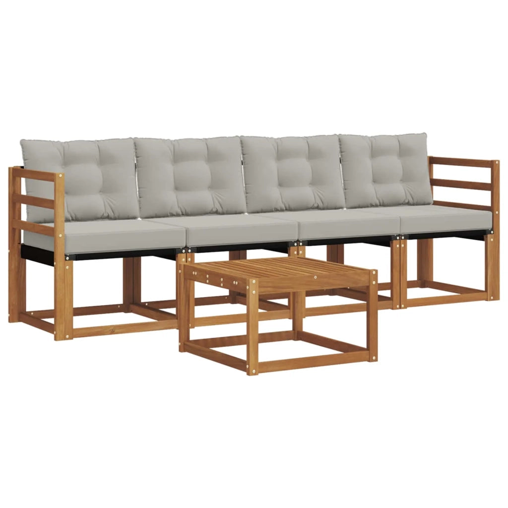 Set di divani da esterno 5 pcs Grigio Naturale e Chiaro 3368366