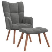 Poltrona Relax con Poggiapiedi Grigio Scuro in Velluto cod mxl 12905