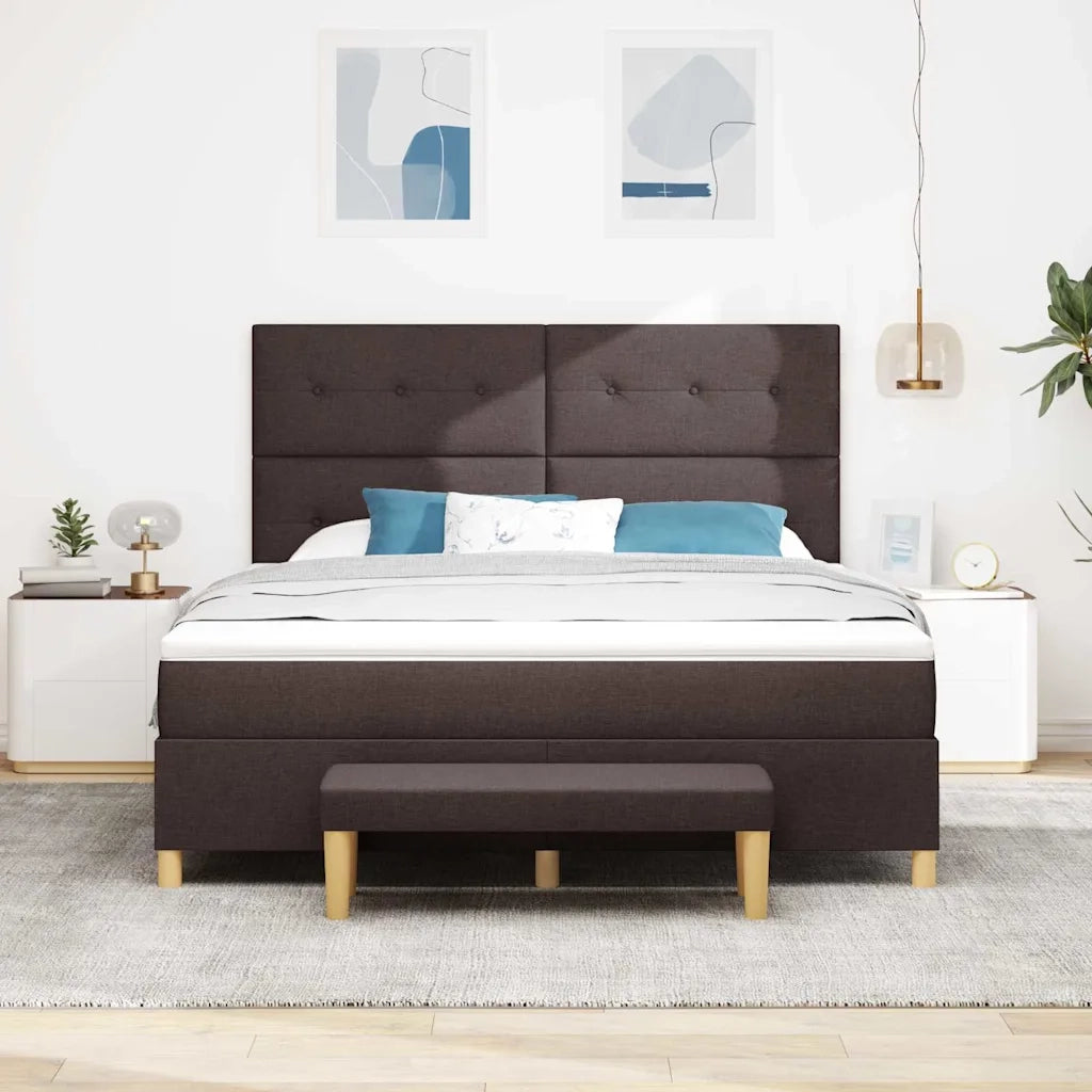 Letto a molle con materasso Marrone scuro 180 x 200 cm Tessuto 3344320