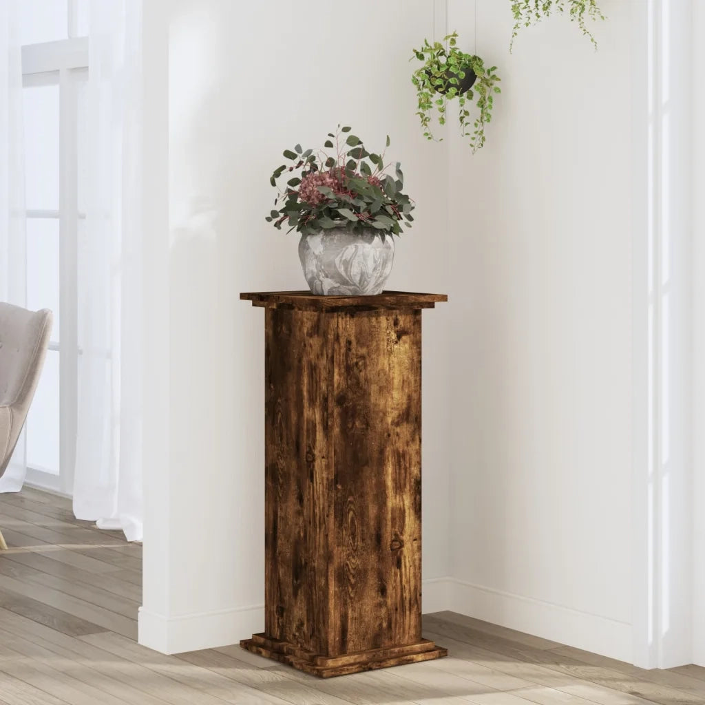 Supporto per piante | Sostegno per piante Rovere Fumo 33x33x80 cm Legno Multistrato