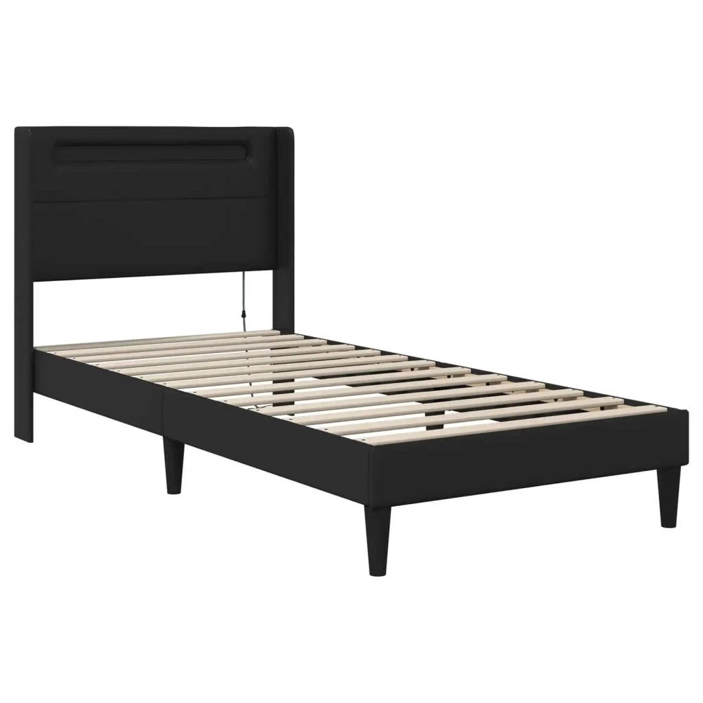 Struttura letto con materasso-Giroletto Nero 90 x 190 cm Similpelle