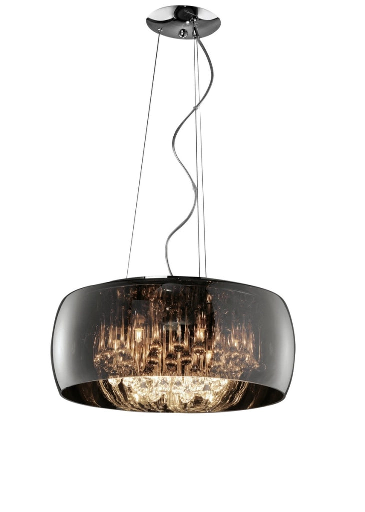 Lampadario cristallo Vapore argento/nero Trio 6xG9