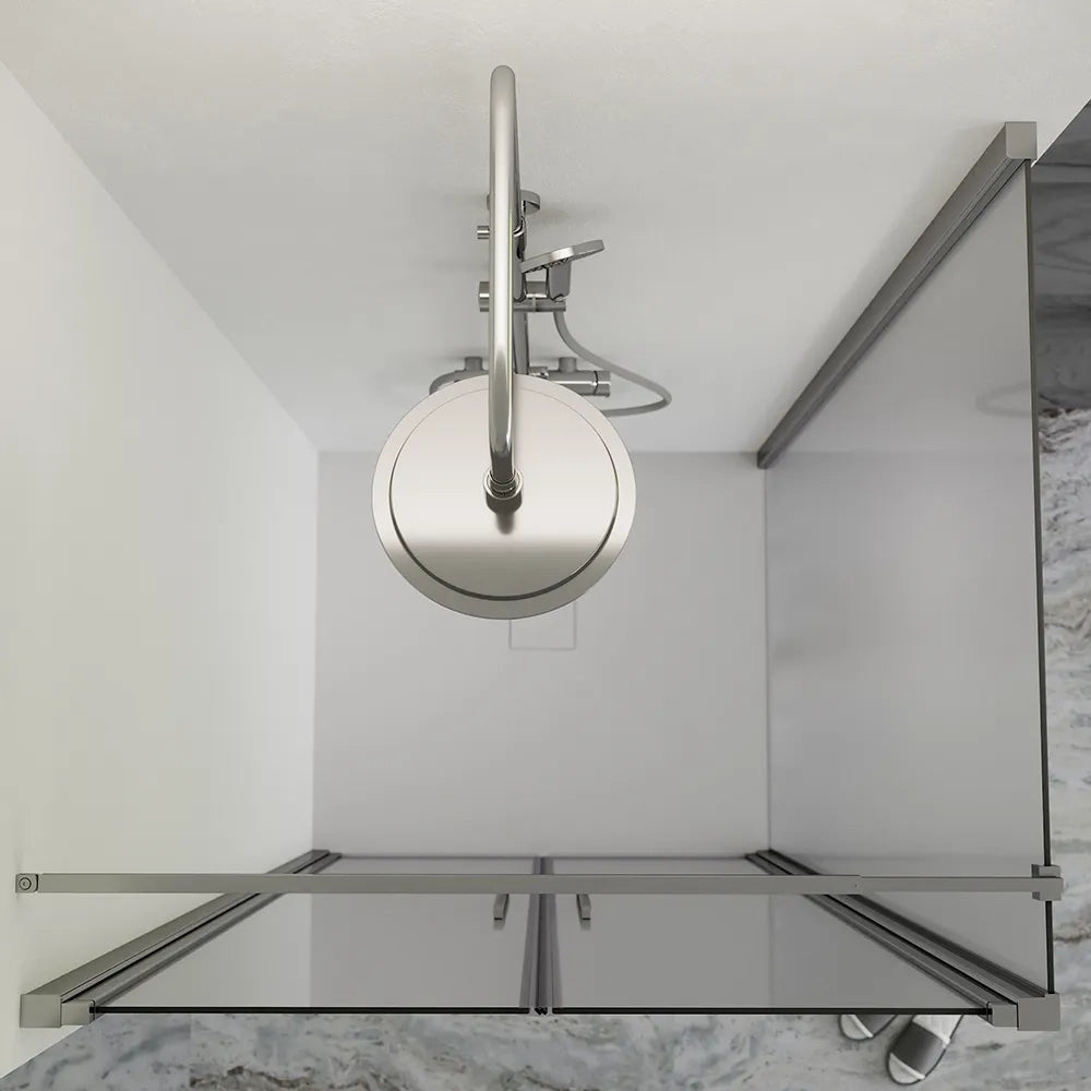 Box doccia 100x70cm con apertura saloon e parete fissa, profili cromati e vetro da 6mm opaco h195 | Elba