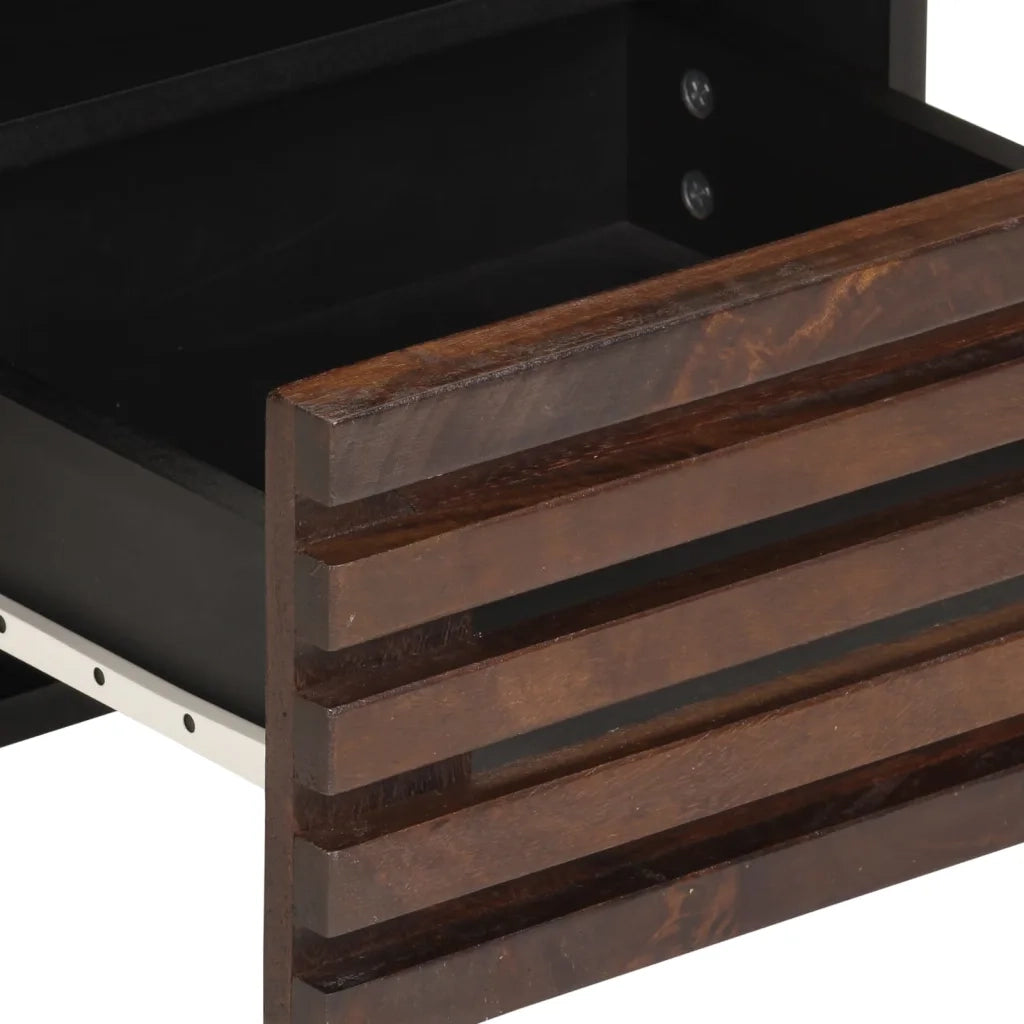 Set di 2 Comodini | Armadio da Notte | Mobiletto da notte 40x34x46 cm in Legno Massello di Mango