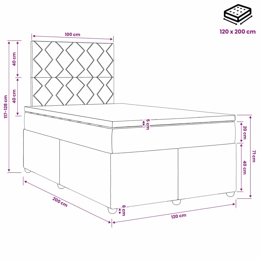 Letto box spring con materasso Crema 120 x 200 cm Tessuto 3454380