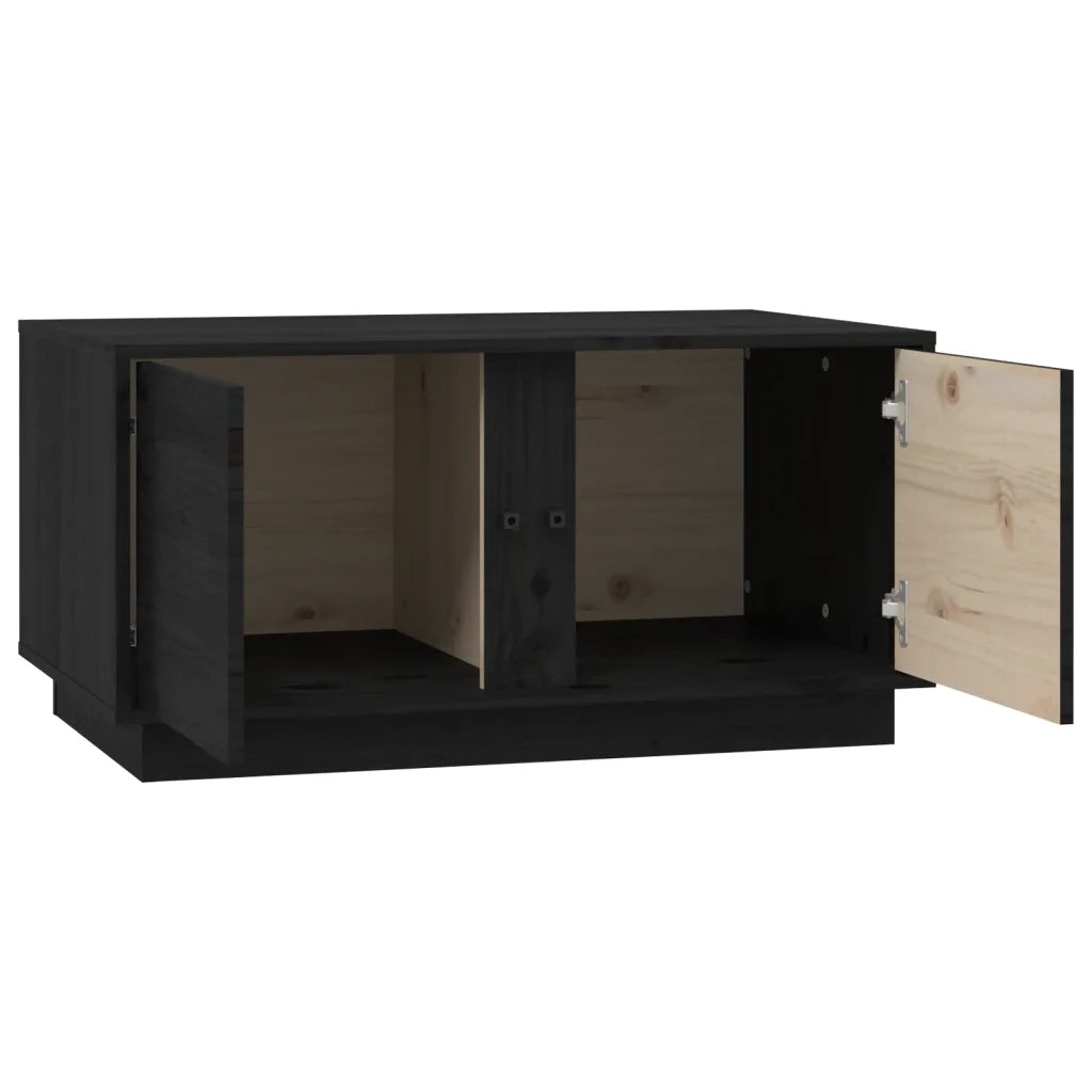 Tavolino da Salotto Nero 80x50x40 cm Legno Massello di Pino 814423