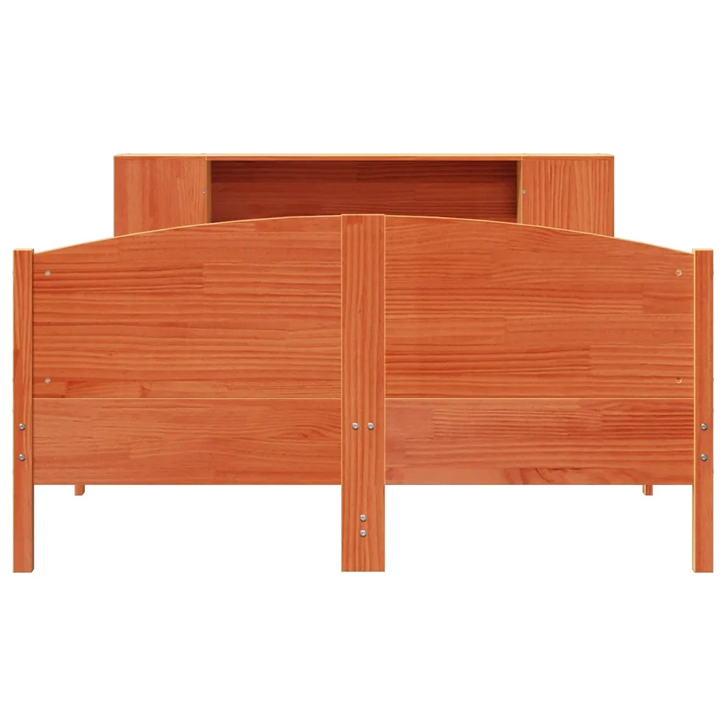 Letto Libreria senza Materasso Marrone Cera 160x200 cm in Pino 3323061