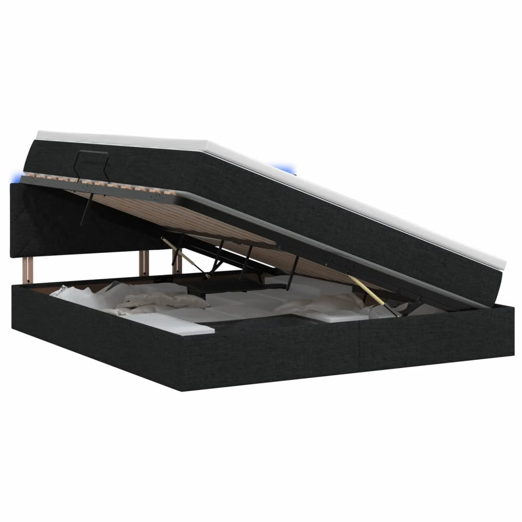 Letto con contenitore LED e materasso Nero 140 x 190 cm Tessuto 3459125