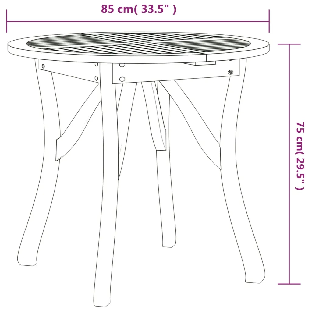 Set da Pranzo per Giardino 3 pz in Legno Massello di Acacia 3156854