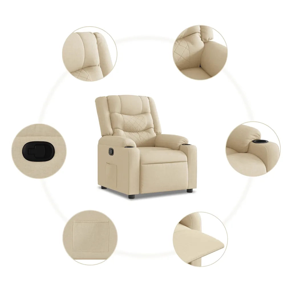 Poltrona Reclinabile in Tessuto Crema 4019927