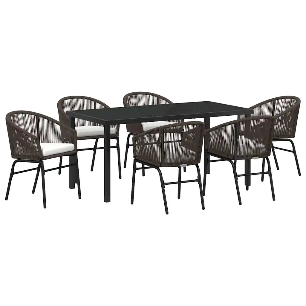 Set da Pranzo per Giardino 7 pcs Marrone