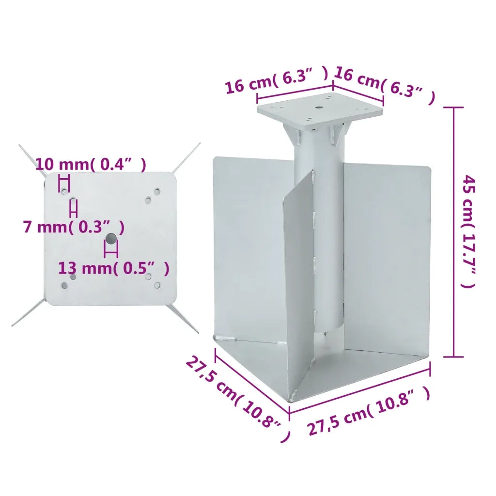 Base per Ombrellone Interrata Argento 27,5x27,5x45 cm Acciaio CFW9937828