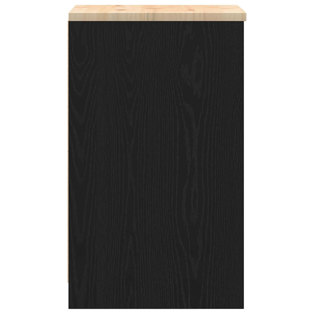 Armadietto da Garage Nero 40x51x85 cm in Legno Massello di Pino