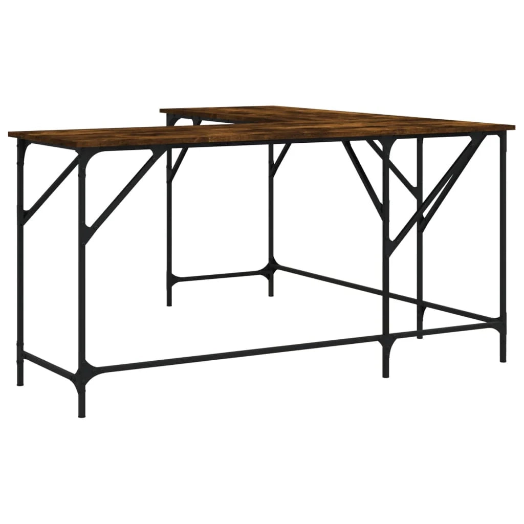 Scrivania da ufficio postazione di lavoro mobile per computer studio rovere affumicato 149 x 149 x 75 cm legno ingegnerizzato marrone 02_0023588