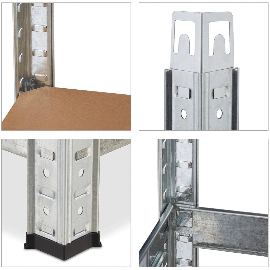 Scaffale Metallico 4 Ripiani in MDF 30x70x150 cm – Scaffalatura ad Incastro Senza Viti – Per Garage, Magazzino, Cantina e Deposito