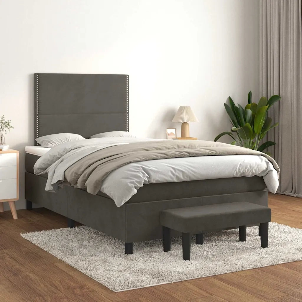 Giroletto a Molle con Materasso Grigio Scuro 120x190 cm Vellutocod mxl 92255