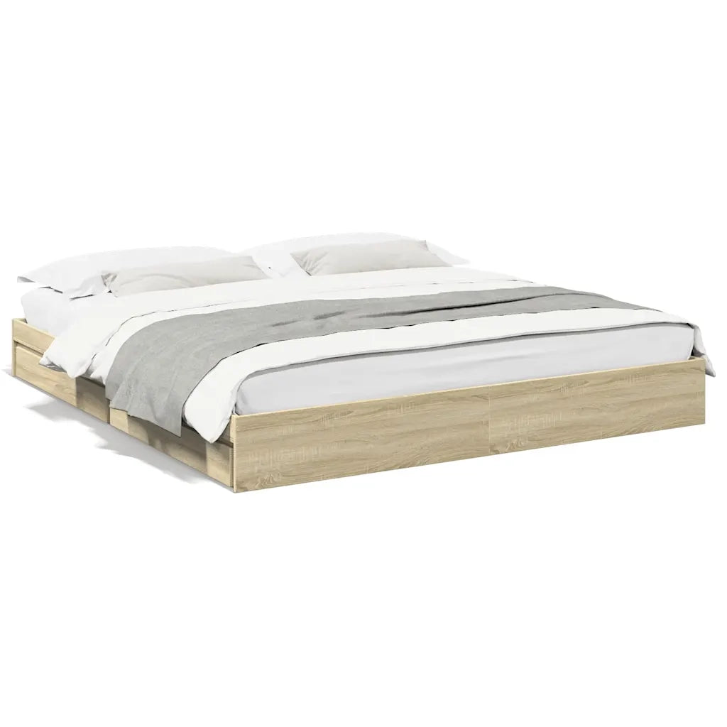 Giroletto Cassetti-Struttura Letto con contenitore Rovere Sonoma 180x200 cm Legno Multistrato 258049