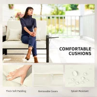 Divanetto da Giardino Componibile con Panca, Mobili da Giardino in Rattan Marrone, Set 2 Pezzi Salvaspazio