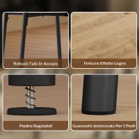 Set Tavolo da Pranzo Rotondo con 4 Sedie Salvaspazio in Legno e Metallo Stile Industriale