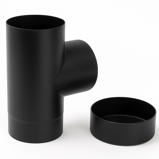 Raccordo a t arredo tappo ispezione raccolta 90° canale fumo stufa a pellet *** misura Ø 150 mm, confezione 1