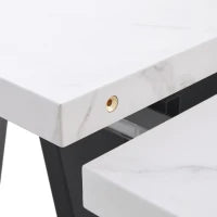 Tavolo allungabile da pranzo con sistema scorrevole e in acciaio al carbonio, 159x74x77 cm, Bianco+Nero